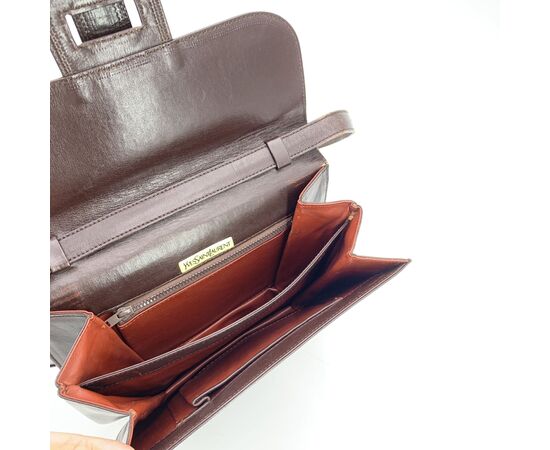 YVES SAINT LAURENT Borsa a Tracolla Vintage in Pelle Col. Marrone S