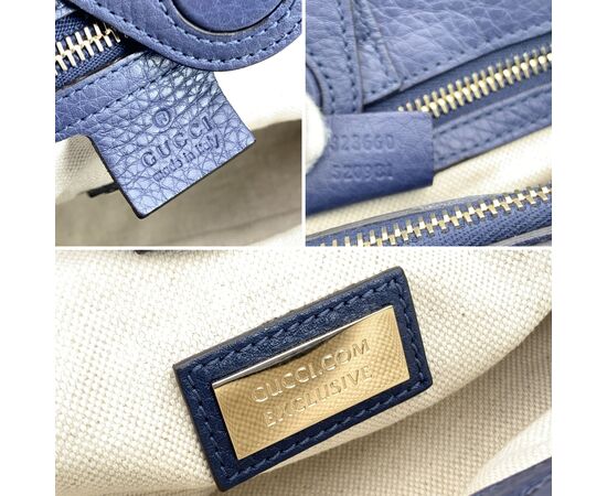 GUCCI Borsa Shopper in Pelle Col. Blu Bamboo M