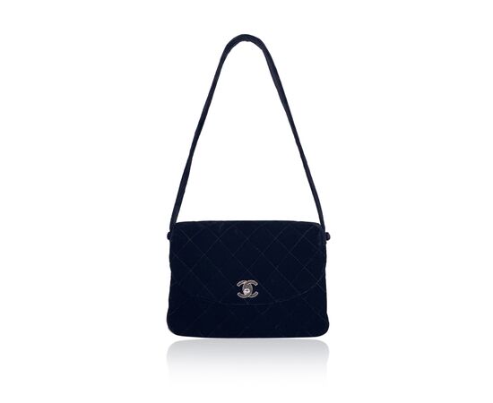 CHANEL Borsa a Tracolla Vintage in Velluto Col. Nero CC S