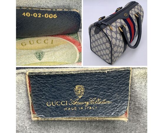 GUCCI Borsa a Mano Vintage in Tela Col. Blu Ophidia M