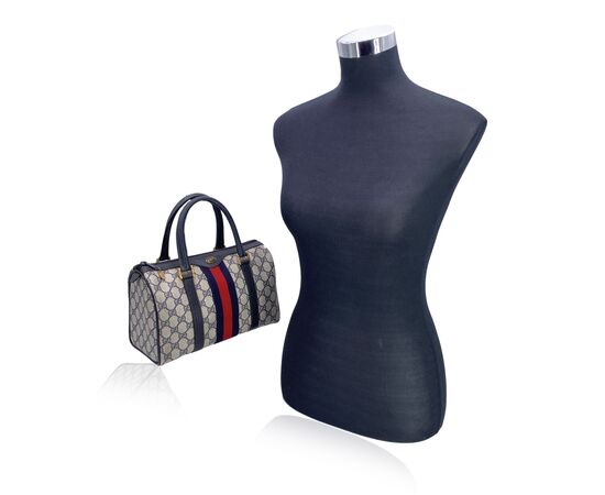 GUCCI Borsa a Mano Vintage in Tela Col. Blu Ophidia M