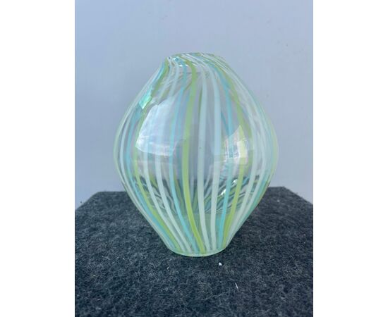 Glass vase with vertical bands.Murano     