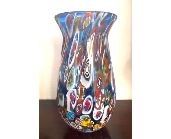 Submerged glass vase with murrine. Brothers Toso Murano     