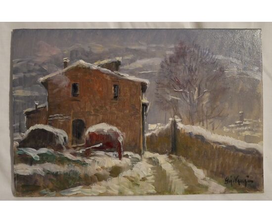 Dipinto ad olio su cartoncino xx secolo