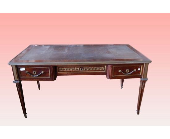 Scrivania francese stile Luigi XVI di inizio 1800 francese in maples Sormani