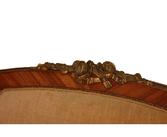 Salotto Luigi XV con bronzi in legno di Bois de Rose Divano 2 Poltrone e 2 Sedie