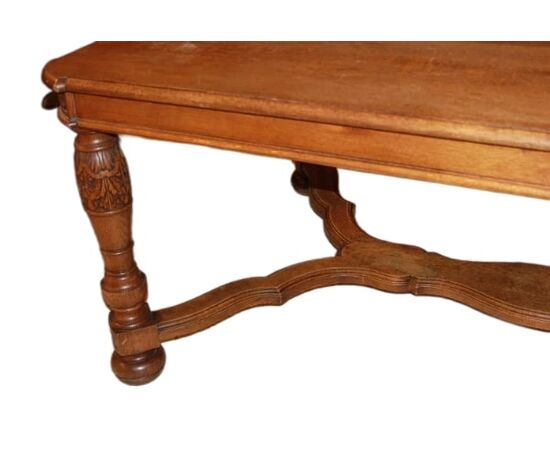 Tavolo rustico allungabile francese della seconda metà del 1800 in legno di rovere