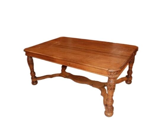 Tavolo rustico allungabile francese della seconda metà del 1800 in legno di rovere