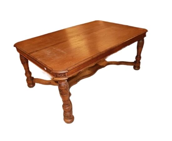 Tavolo rustico allungabile francese della seconda metà del 1800 in legno di rovere