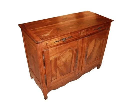 Credenza 2 porte francese in legno di noce stile Provenzale con motivo di intaglio XIX secolo