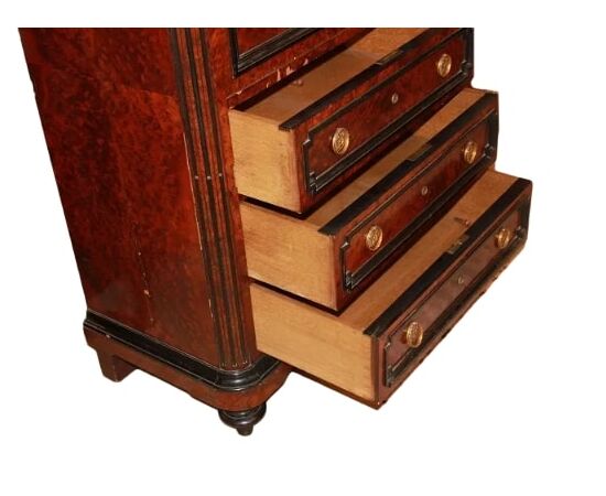 Secretaire Francese stile Luigi Filippo del 1800 in radica di Maples