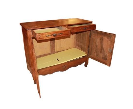 Credenza 2 porte francese in legno di noce stile Provenzale con motivo di intaglio XIX secolo