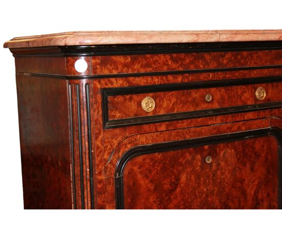 Secretaire Francese stile Luigi Filippo del 1800 in radica di Maples