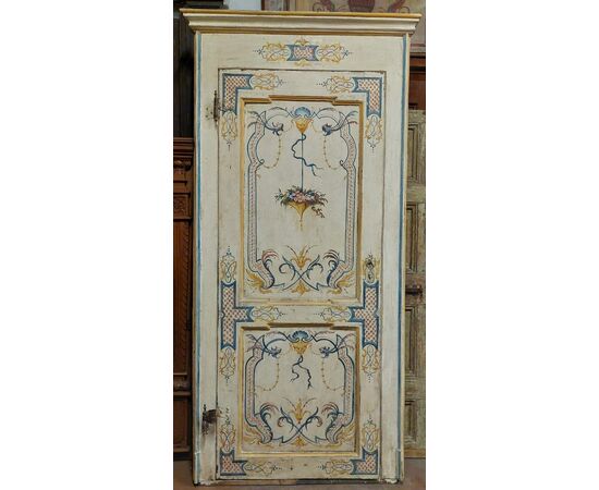 PTL610 - Porta in legno laccato, un battente, con telaio, epoca '700, luce cm L 83 x H 205