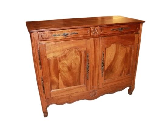 Credenza 2 porte francese in legno di noce stile Provenzale con motivo di intaglio XIX secolo