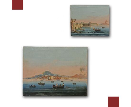 PAIR OF PAINTINGS WITH GULF OF NAPLES MID-19TH CENTURY