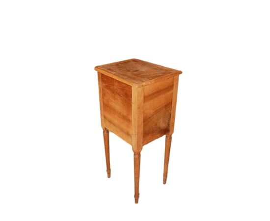Mobiletto comodino francese stile Luigi XVI del 1800 in legno di noce con serrandina