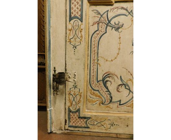 PTL610 - Porta in legno laccato, un battente, con telaio, epoca '700, luce cm L 83 x H 205