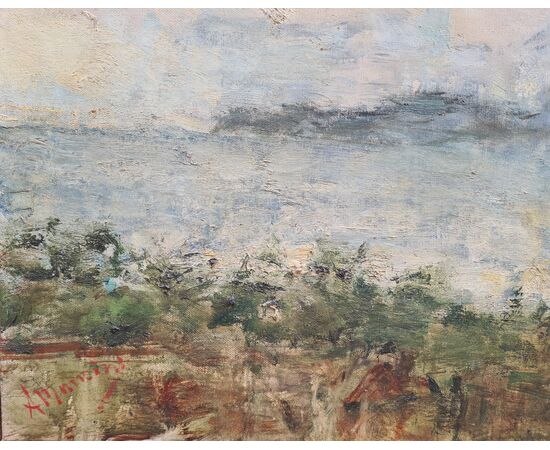 Antonio Mancini 1852-1930 "Gaeta vista da Formia" 1924-25.