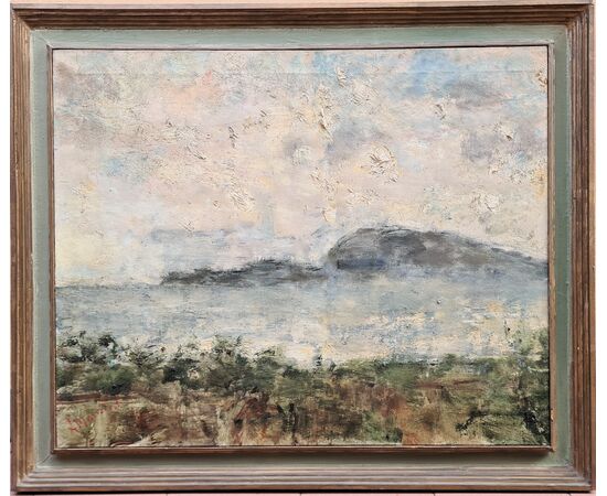 Antonio Mancini 1852-1930 "Gaeta vista da Formia" 1924-25.