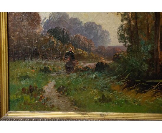 Painting "River with Boat" - O/7020