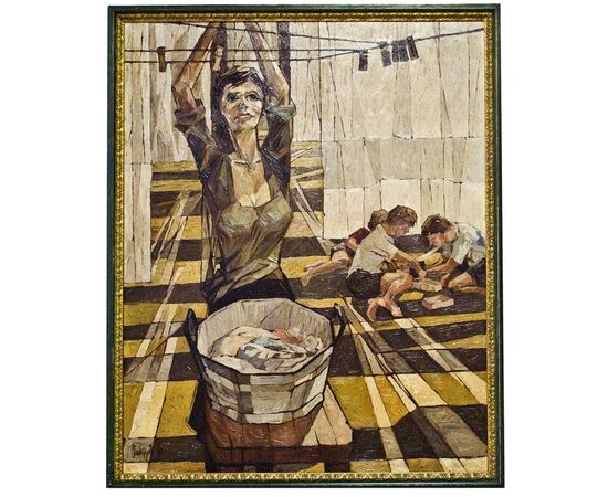 Italian Painting "Grey Sun" with Sophia Loren - O/5907