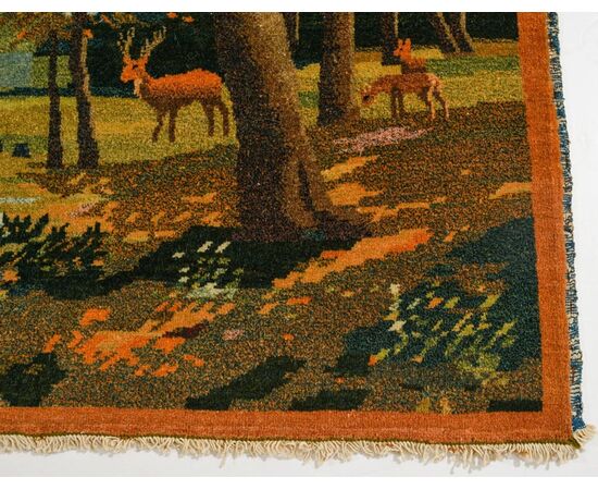 Rare small Persian KASHAN carpet with "panorama" subject - SN