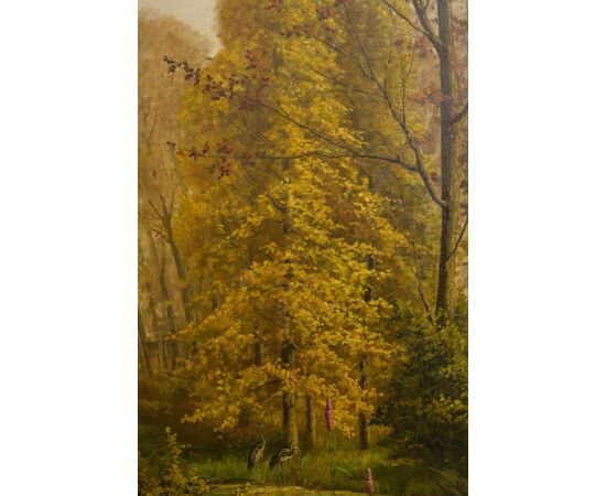 Large antique Spring-Summer landscape painting, also suitable as a sliding door - O/7362