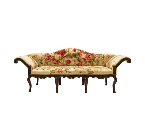 Divano Luigi XV rivestito con un autentico arazzo Aubusson - M/1910