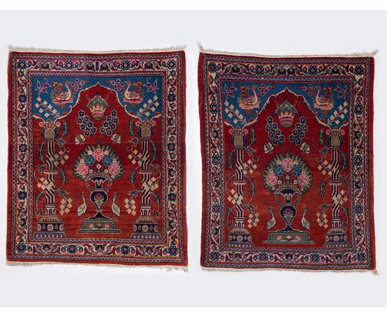 Pair of antique KASHAN bedside rugs - n.145-146
