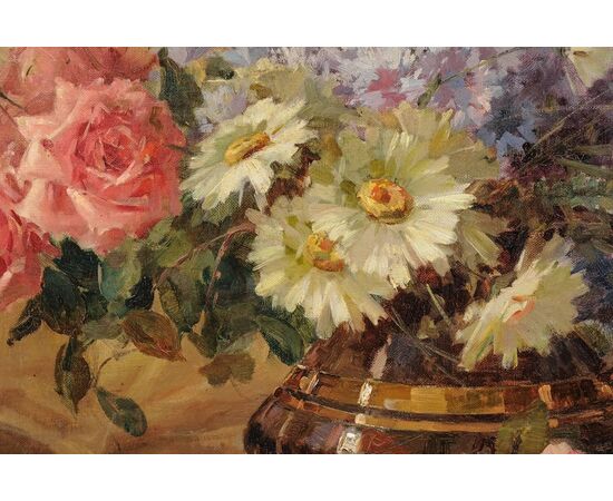 Triumph of roses and flowers in a large, particular Art Deco frame - O/6752