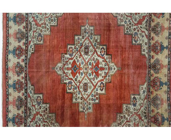 Rare large antique square Bakhshayesh rug from private collection - (630)