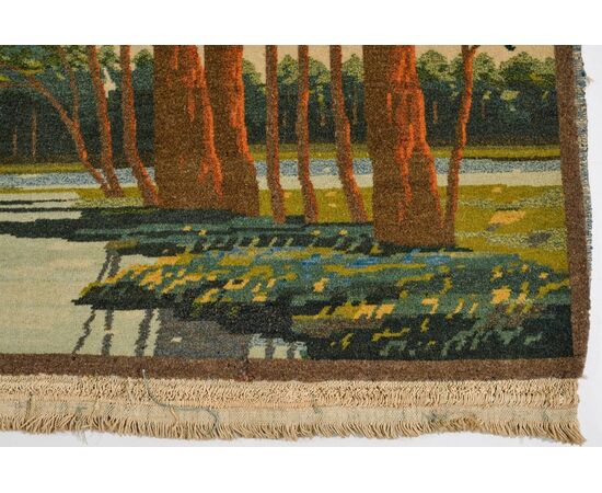 Rare small Persian KASHAN carpet with a "landscape" subject - without reserve.