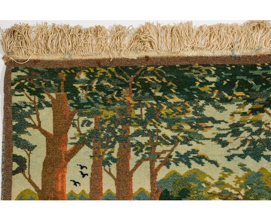 Rare small Persian KASHAN carpet with a "landscape" subject - without reserve.