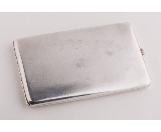 Antique Italian silver cigar case with gold initials - A/EP