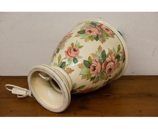 Ceramic lamp with hand-painted roses - O/2626