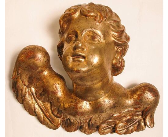 Pair of large 18th-century gilded wood angels - O/7283