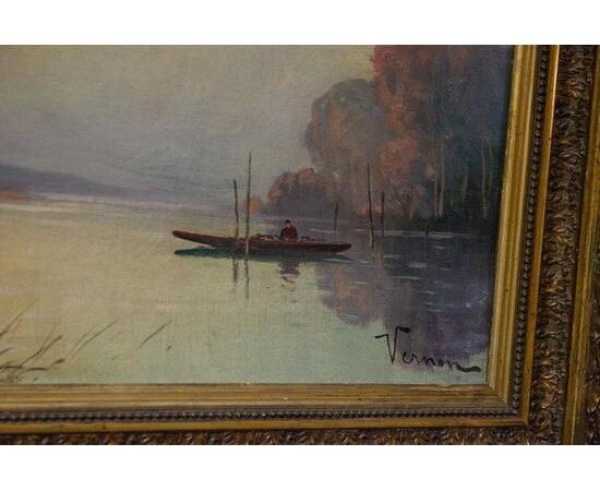 Painting "River with Boat" - O/7020