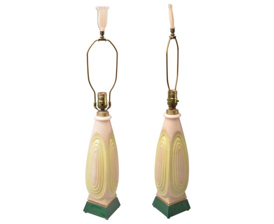 Pair of rare Murano opaline lamps from the 30s - O/5576