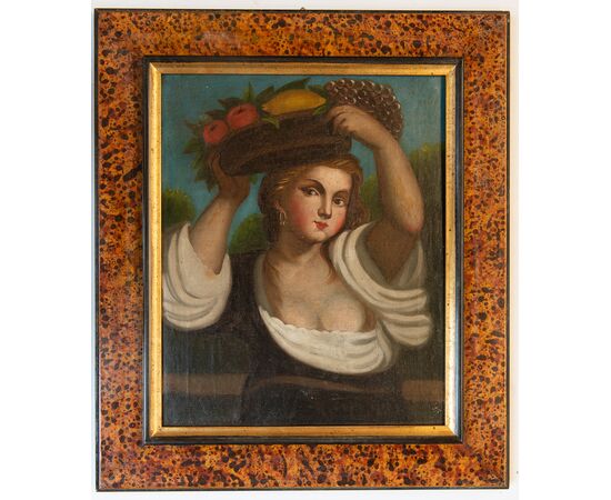 Pair of antique French paintings with a portrait of Lavinia - O/7418