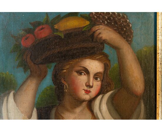 Pair of antique French paintings with a portrait of Lavinia - O/7418