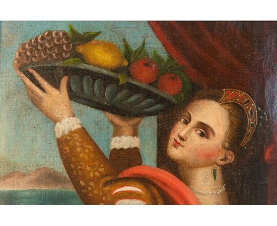 Pair of antique French paintings with a portrait of Lavinia - O/7418
