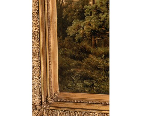 Antique German painting with Italian landscape - O/7427