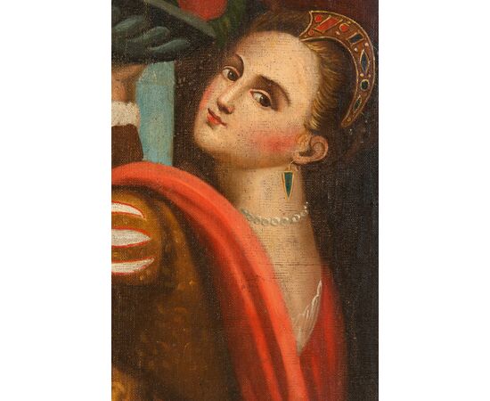 Pair of antique French paintings with a portrait of Lavinia - O/7418