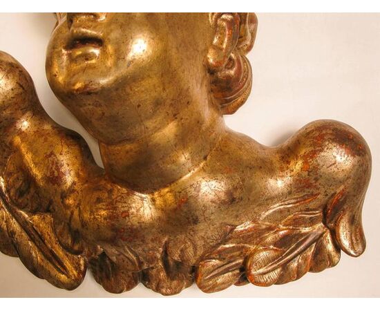 Pair of large 18th-century gilded wood angels - O/7283