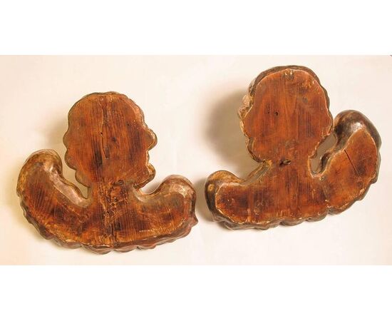 Pair of large 18th-century gilded wood angels - O/7283