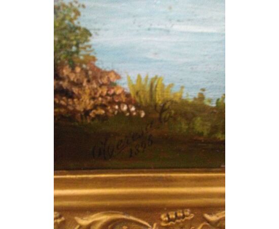 Dipinto, "Paesaggio con castello"