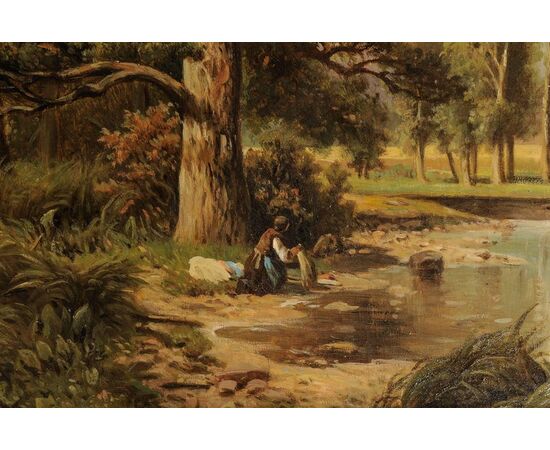 Antique German painting with Italian landscape - O/7427