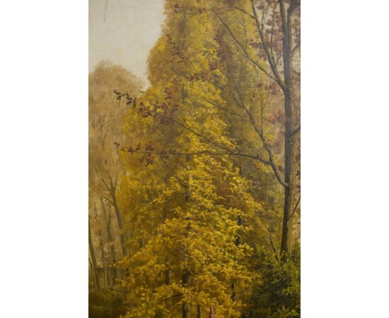 Large antique Spring-Summer landscape painting, also suitable as a sliding door - O/7362