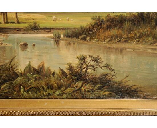 Antique German painting with Italian landscape - O/7427